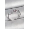 Pirinç Gümüş Renk Pembe Damla Zirkon Taşlı Ayarlanabilir Model Kadın Yüzük