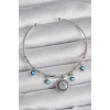 Pirinç Gümüş Renk Sallantı Zirkon Taşlı Nazar Boncuk Figür Charm Bileklik