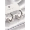Pirinç Gümüş Renk Sarmal Halka Model Kadın Küpe