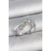Pirinç Gümüş Renk Zirkon Taş Detaylı Renkli Mineli Ayarlanabilir Kadın Yüzük