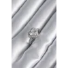 Pirinç Gümüş Renk Zirkon Taş Kalp Charm Model Kadın Yüzük