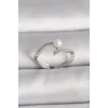 Pirinç Gümüş Renk Zirkon Taşlı Ayarlanabilir Yüzük