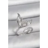 Pirinç Gümüş Renk Zirkon Taşlı Balık Kuyruğu Model Ayarlanabilir Kadın Yüzük