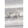 Pirinç Gümüş Renk Zirkon Taşlı Beyaz Mineli Kelebek Model Ayarlanabilir Yüzük