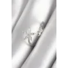 Pirinç Gümüş Renk Zirkon Taşlı Çiçek Model Kalp Detay Kadın Yüzük