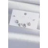 Pirinç Gümüş Renk Zirkon Taşlı Damla Model Küpe Seti