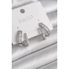 Pirinç Gümüş Renk Zirkon Taşlı Kadın Küpe