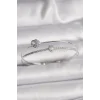 Pirinç Gümüş Renk Zirkon Taşlı Kalp Model Kadın Bileklik
