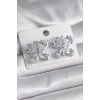 Pirinç Gümüş Renk Zirkon Taşlı Kelebek Model Kadın Küpe