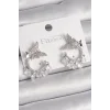 Pirinç Gümüş Renk Zirkon Taşlı Sallantı Detay Kelebek Model Kadın Küpe
