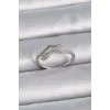 Pirinç Gümüş Renk Zirkon Taşlı Yılan Ayarlanabilir Model Kadın Yüzük
