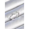Pirinç Gümüş Renk Zirkon Taşlı Yıldız Detay Beyaz Mineli Kadın Yüzük
