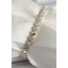 Pirinç Mix Renk Zirkon Taşlı Kalp Model VIP Seri Kadın Bileklik
