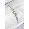 Pirinç Renkli Zirkon Taşlı Geometrik Model Gümüş Renk Kadın Bileklik