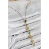 Pirinç Renkli Zirkon Taşlı Model Gold Renk 7 Element Kadın Y Kolye