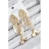 Pirinç Sallantılı Sedefli Balık Model Gold Renk Kadın Küpe
