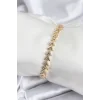 Pirinç VIP Seri Gold Zirkon Taşlı Balık Sırtı Model Kadın Bileklik