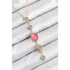 Pirinç Zincir Pembe Gold Renk Zirkon Taşlı Y Kolye