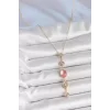 Pirinç Zincir Pembe Gold Renk Zirkon Taşlı Y Kolye