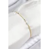 Pirinç Zirkon Taşlı Boncuk Model Ezme Zincir Gold Renk Kadın Bileklik