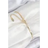 Pirinç Zirkon Taşlı Boncuk Model Ezme Zincir Gold Renk Kadın Bileklik