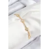 Pirinç Zirkon Taşlı Daire Model Gold Renk Asansörlü Kadın Bileklik