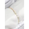 Pirinç Zirkon Taşlı Damla Model Ezme Zincir Gold Renk Kadın Bileklik