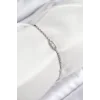 Pirinç Zirkon Taşlı Dikdörtgen Model Ezme Zincir Gümüş Renk Kadın Bileklik