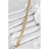 Pirinç Zirkon Taşlı Ezme Küba Zincir Model Gold Renk Kadın Bileklik