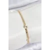 Pirinç Zirkon Taşlı Ezme Zincirli Kalp Model Gold Renk Kadın Bilekilk