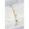 Pirinç Zirkon Taşlı Ezme Zincirli Sıralı Model Gold Renk Kadın Bilekilk