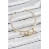 Pirinç Zirkon Taşlı İstiridye Ve Deniz Yıldızı Model Gold Renk Charm Bileklik