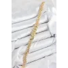 Pirinç Zirkon Taşlı Küba Zincir Model Gold Renk Kadın Bileklik