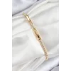 Pirinç Zirkon Taşlı Kuğu Model Gold Renk Kadın Bileklik
