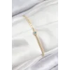 Pirinç Zirkon Taşlı Nazar Model Ezme Zincir Gold Renk Kadın Bileklik