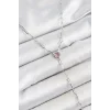 Pirinç Zirkon Taşlı Pembe Kalp Figürlü Y Model Gümüş Renk Kadın Kolye