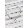 Pirinç Zirkon Taşlı Pusula Model Gümüş Renk Charm Bileklik