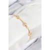 Pirinç Zirkon Taşlı Sıralı Kalp Model Gold Renk Kadın Bileklik
