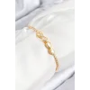 Pirinç Zirkon Taşlı Sonsuzluk Model Gold Renk Asansörlü Kadın Bileklik