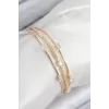 Pirinç Zirkon Taşlı Su Yolu Model Gold Renk Kadın Bileklik