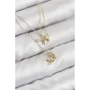 Pirinç Zirkon Taşlı Yıldız Ve Ay Model Gold Renk Kadın Kolye