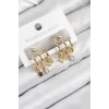 Pirinç Zirkon Taşlı Yıldız Ve Kelebek Model Gold Renk Kadın Küpe
