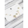Pirinç Zirkon Taşlı Yonca Model Gold Renk 925 Ayar Gümüş Çivi Kadın Küpe Set