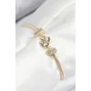 Pirinç Zirkon Taşlı Yonca Model Gold Renk Kadın Bileklik
