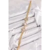 Pirinç Zirkon Taşlı Yonca Model Gold Renk Kadın Bileklik