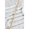 Pirinç Zirkon Taşlı Yonca Model Gold Renk Kadın Bileklik