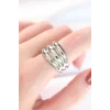 Silver Renk Ayarlanabilir Çizgili Bombe Yüzük