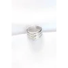 Silver Renk Ayarlanabilir Çizgili Bombe Yüzük