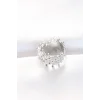 Silver Renk Tırtıklı Kalın Baget Taş Tasarım Ayarlanabilir Yüzük