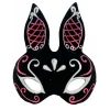Siyah Renk Kırmızı Beyaz Simli Siyah Süet Kaplama Tavşan Maskesi 18x16 Cm